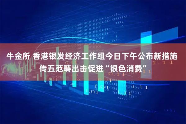牛金所 香港银发经济工作组今日下午公布新措施 传五范畴出击促进“银色消费”